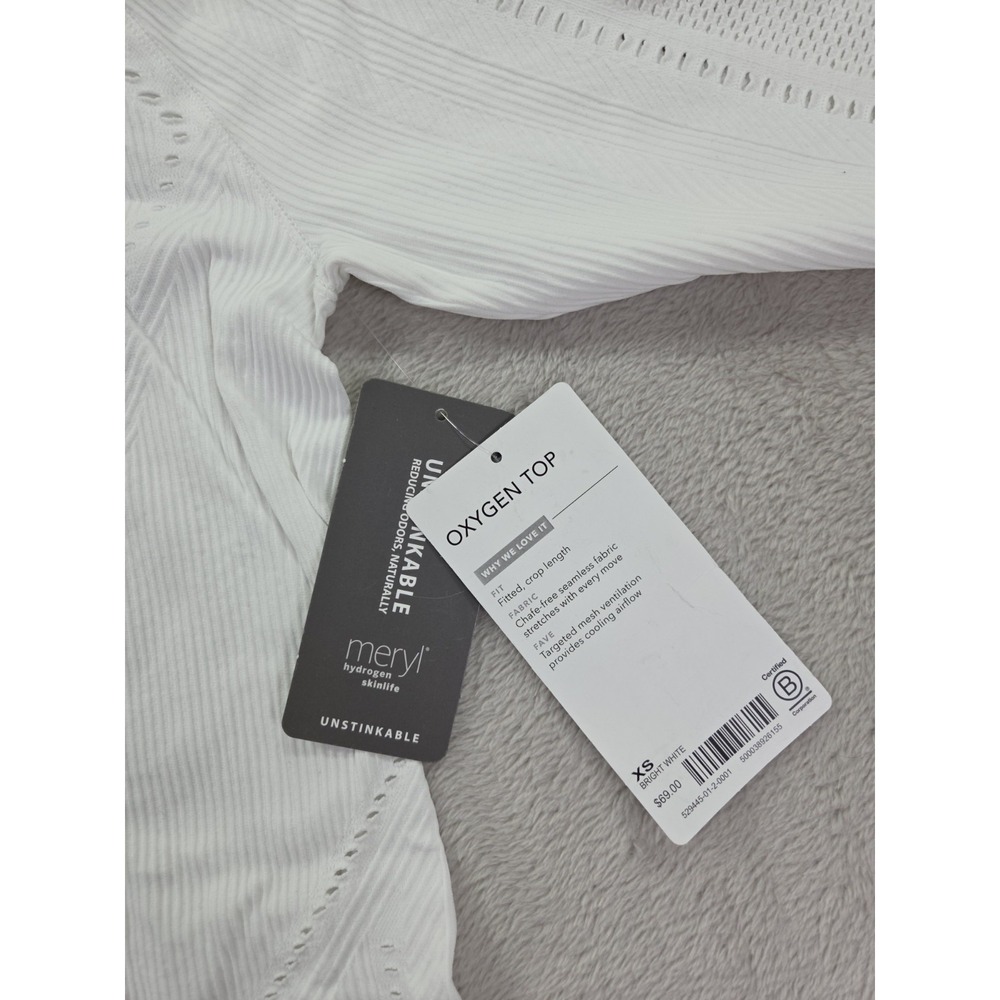 New Athleta Oxygen‎ Top Womens XS Seamless Long Sleeve White - Picture 6 of 8